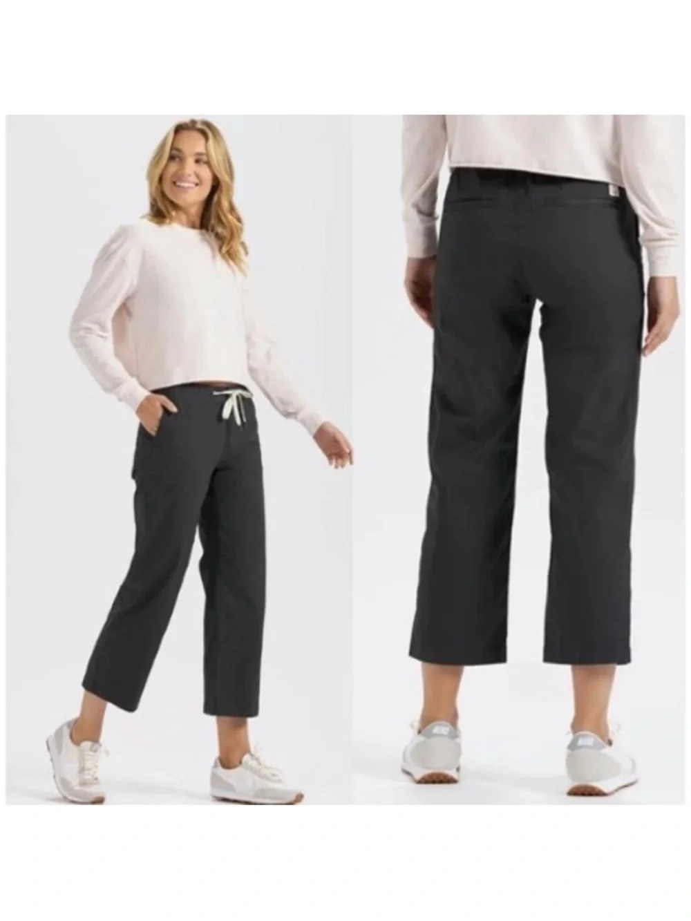 Vuori Ripstop Wide Leg Pants Womens Small Gray Drawstring Cropped Chino Organic